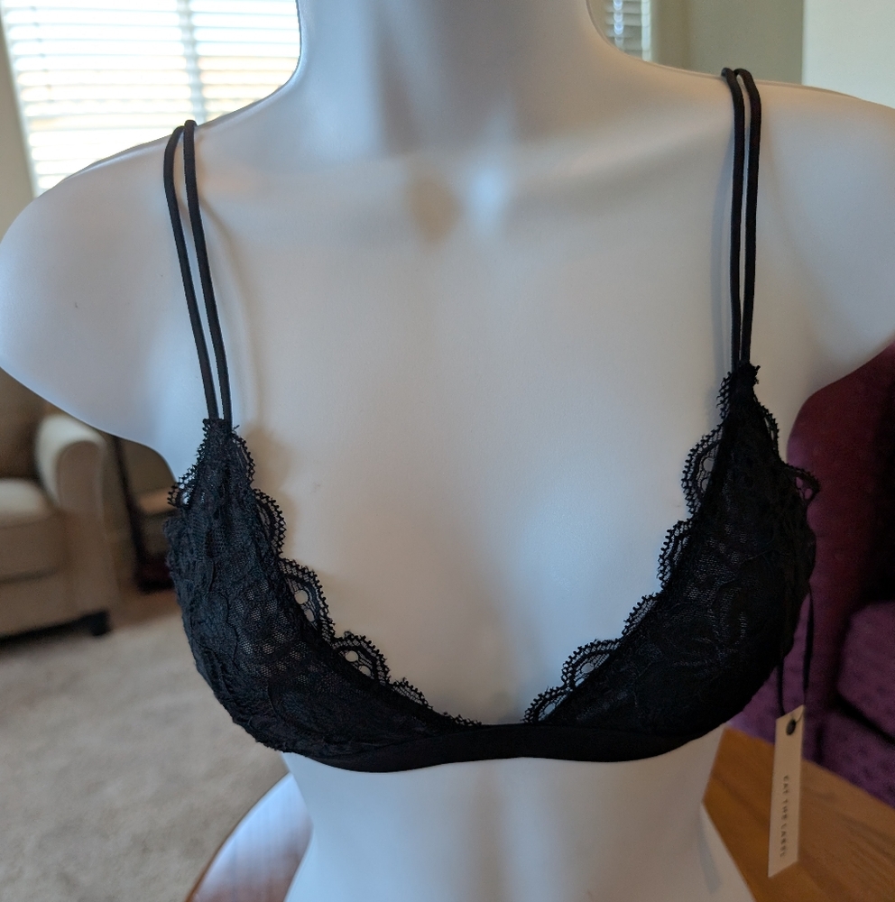 Kat The Label Elegant Black Lace Bralette, Size XS - NEW